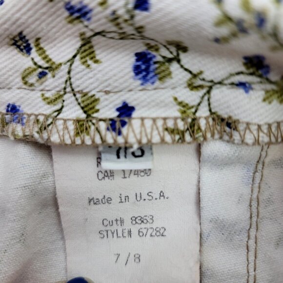 Vintage 90s Grass Raggs Ditsy Floral Print Denim Hi Paper Bag Waist Jeans Shorts - Picture 9 of 10